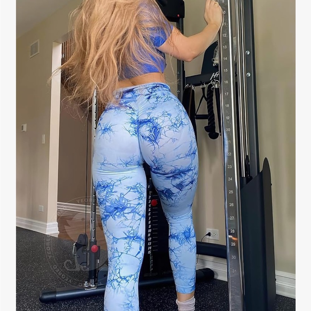 YEOREO | Blue Tie-Dye Leggings